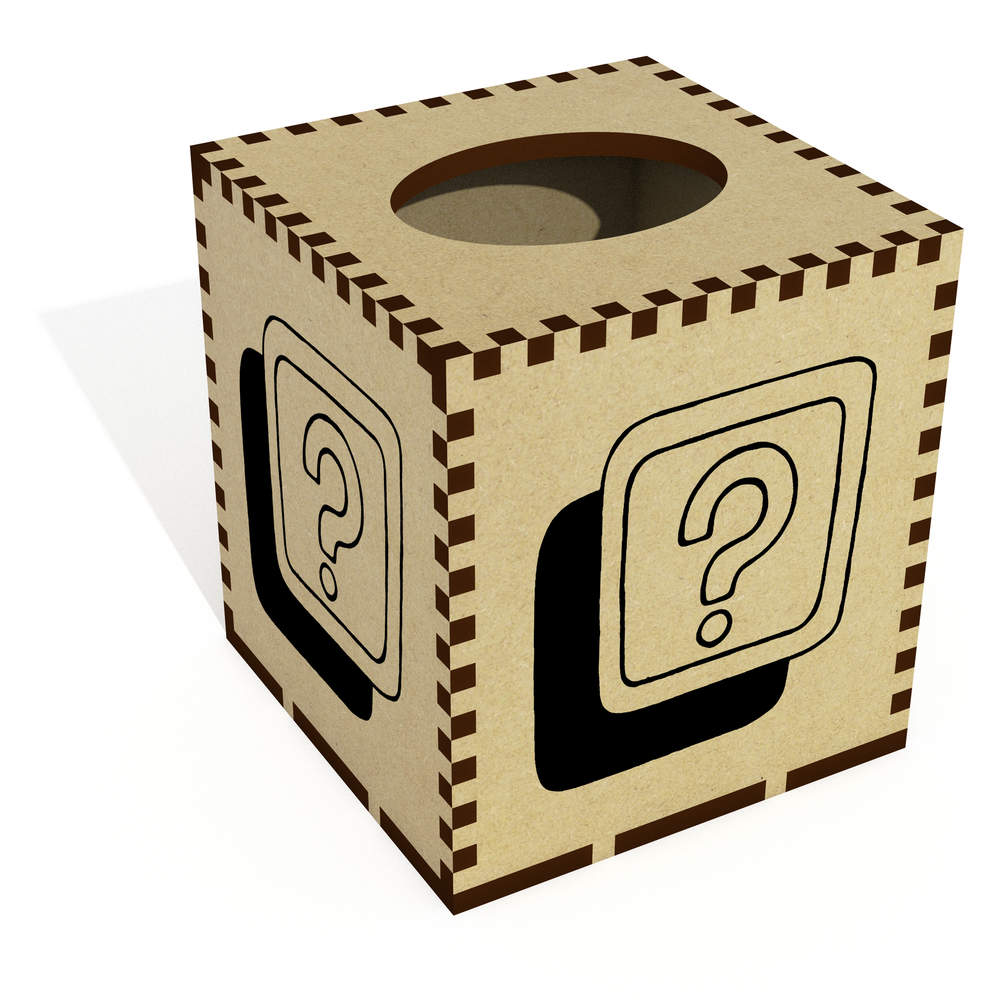 Square 'Question Mark Sign' Wooden Tissue Box Cover (TB00026077)