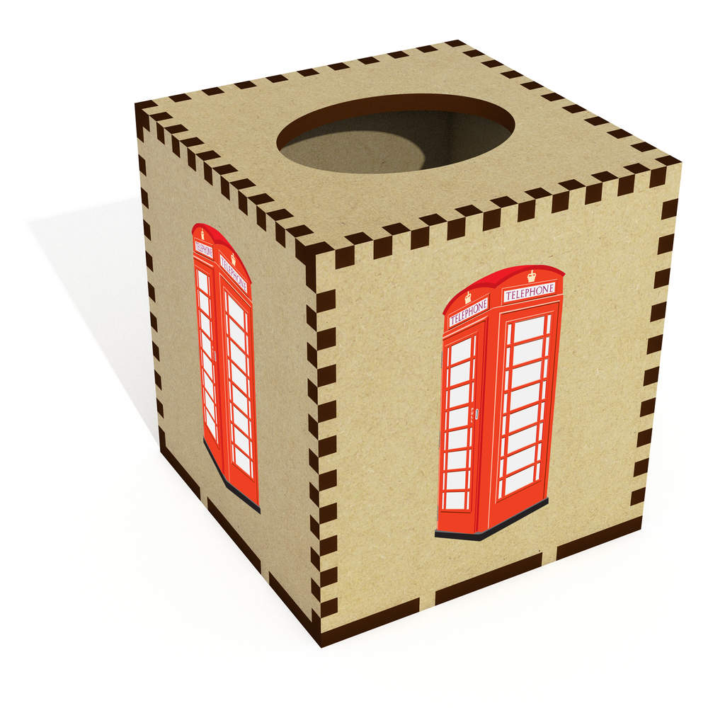 Square 'Telephone Box' Wooden Tissue Box Cover (TB00032974)