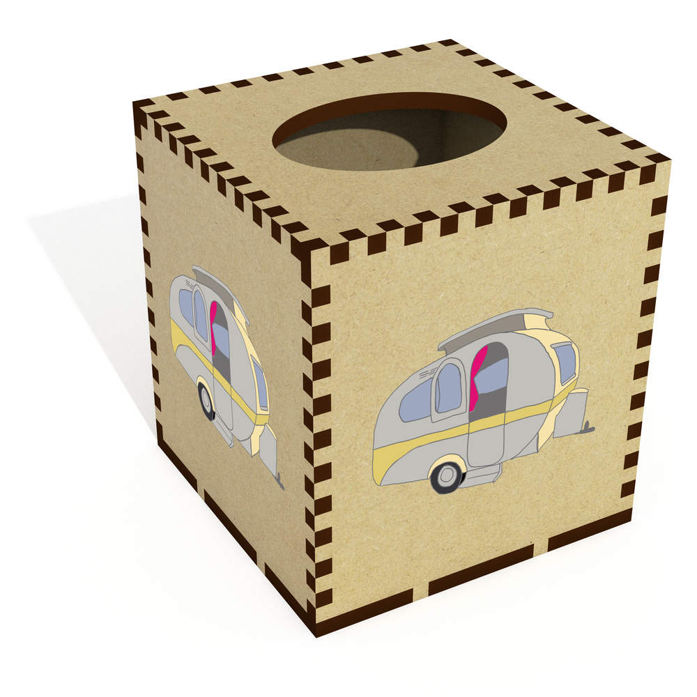 Square 'Caravan' Wooden Tissue Box Cover (TB00041074)