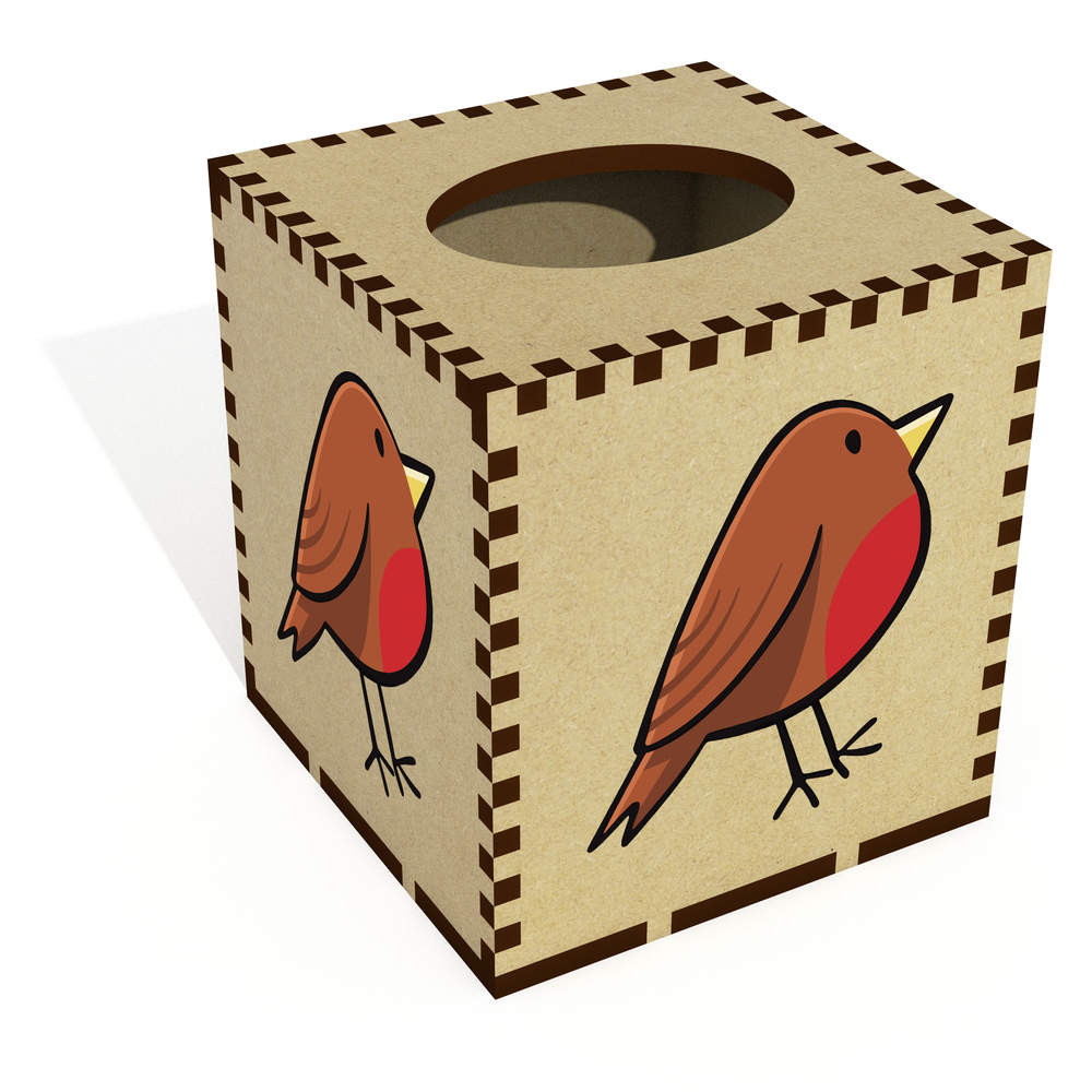 Square 'Robin' Wooden Tissue Box Cover (TB00042825)