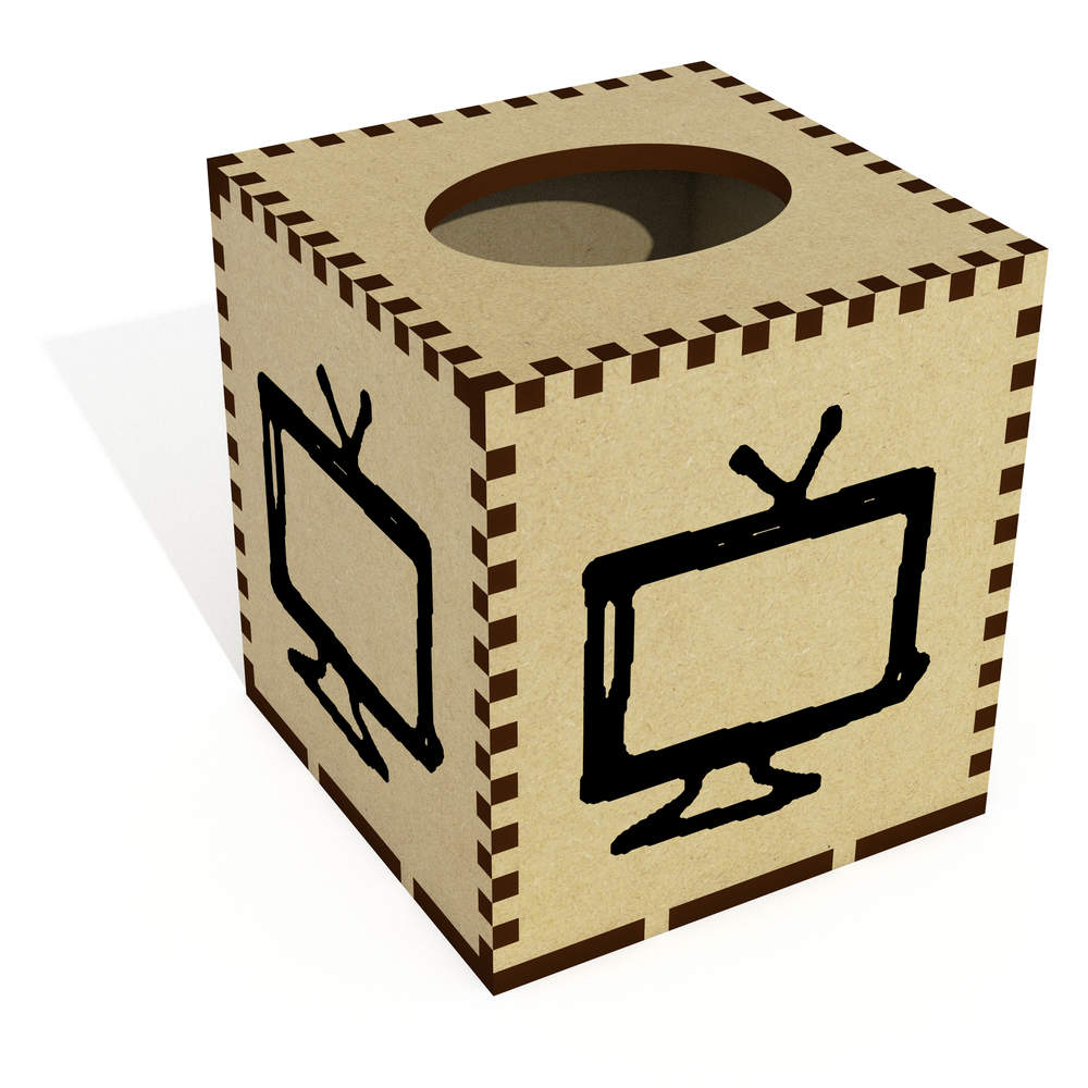 Square 'Television' Wooden Tissue Box Cover (TB00045683)