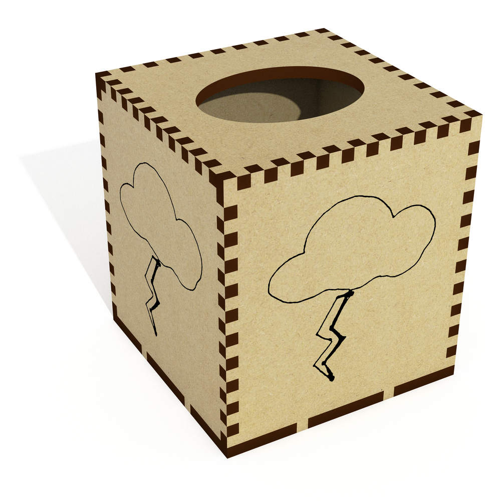 Square 'Storm Cloud' Wooden Tissue Box Cover (TB00045944)