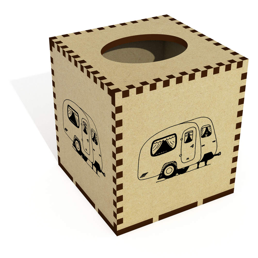 Square 'Caravan' Wooden Tissue Box Cover (TB00046121)