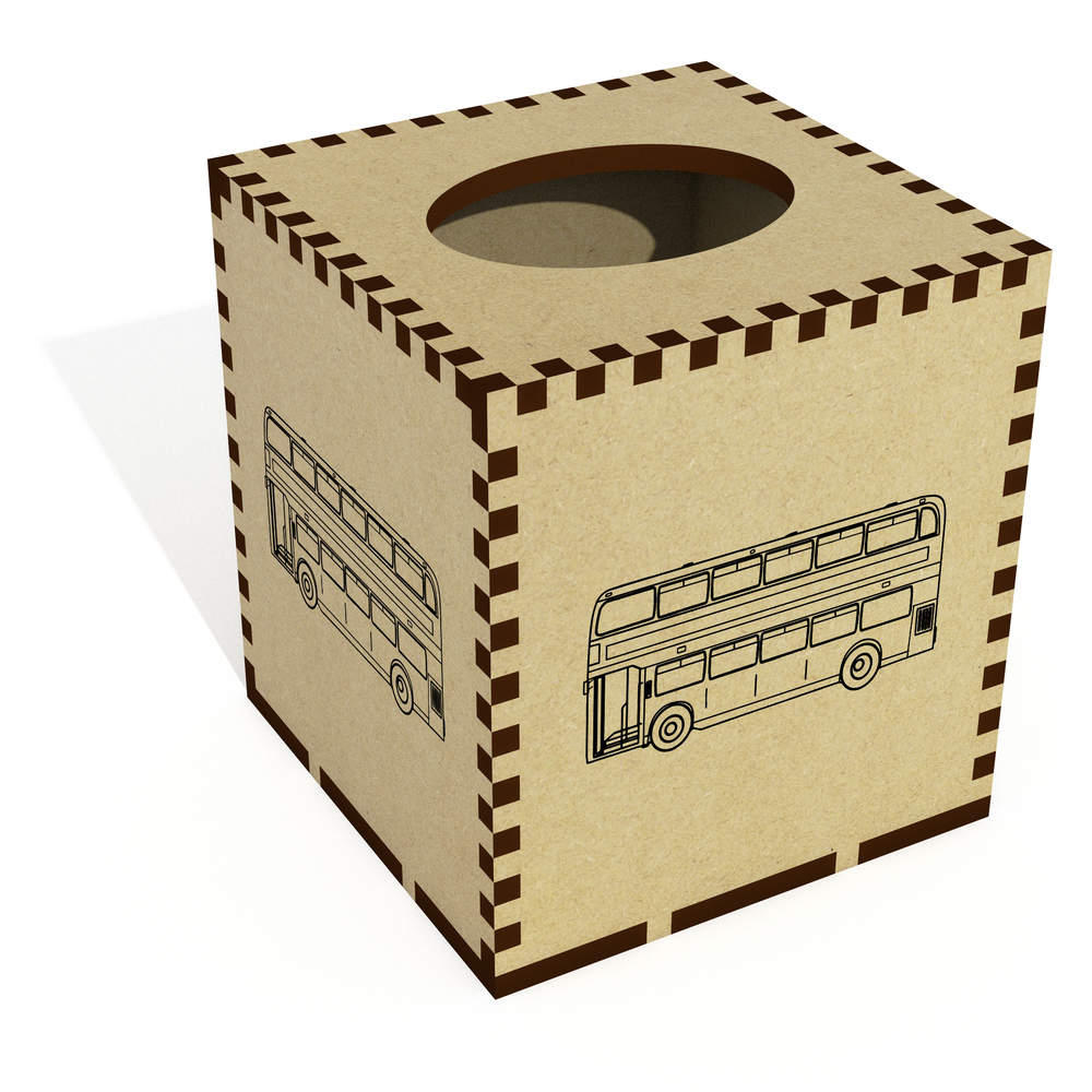 Square 'Double-decker Bus' Wooden Tissue Box Cover (TB00046426)