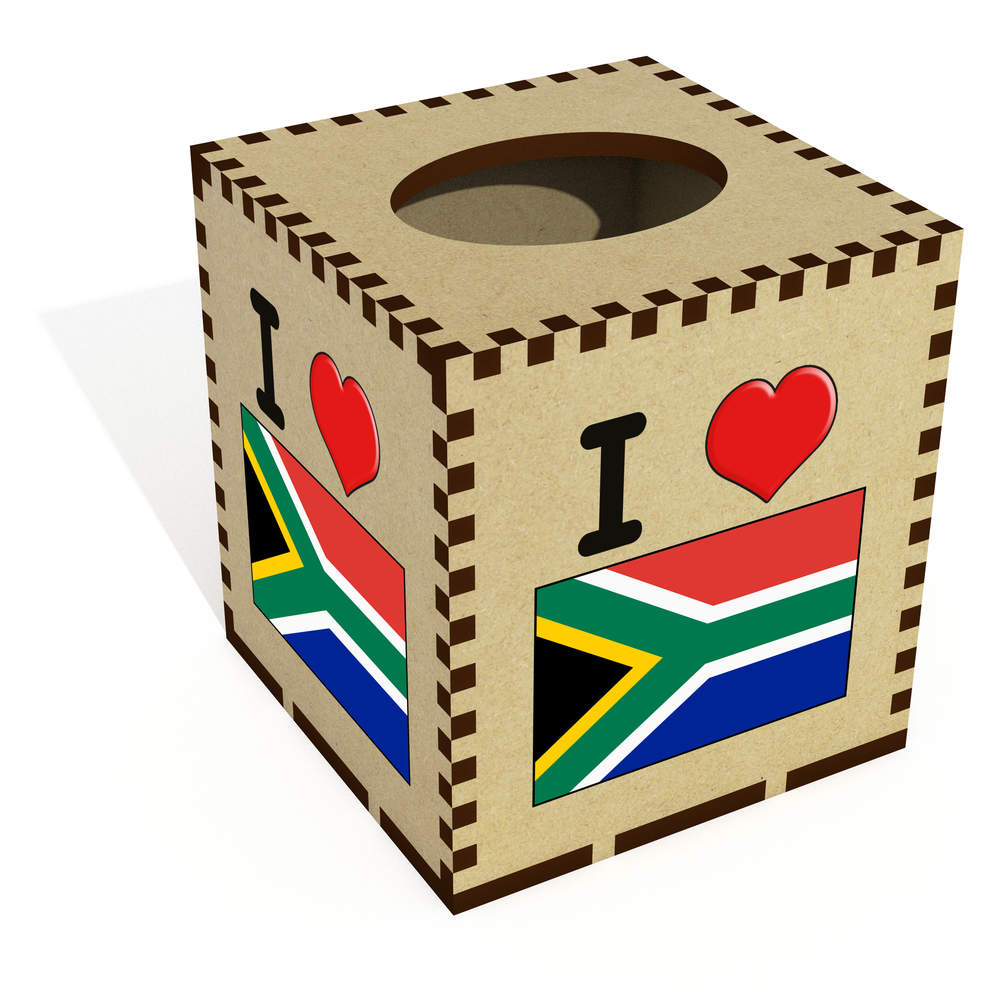 Square 'I Love South Africa' Wooden Tissue Box Cover (TB00047559)