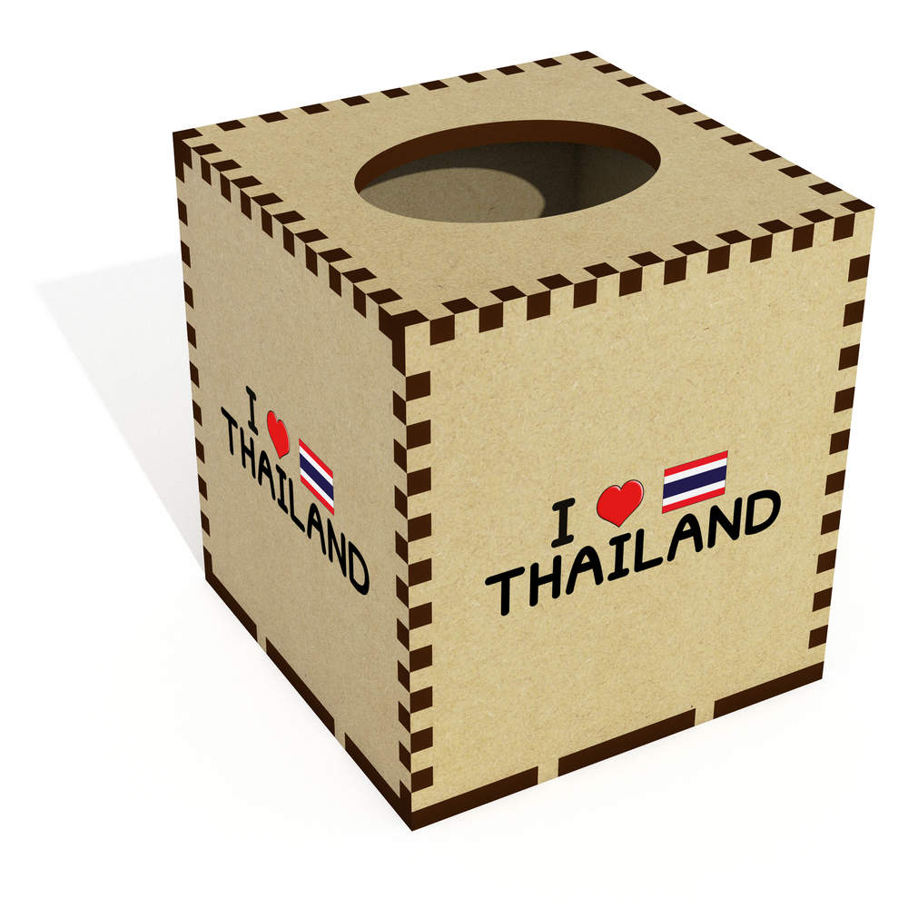 Square 'I Love Thailand' Wooden Tissue Box Cover (TB00051572)