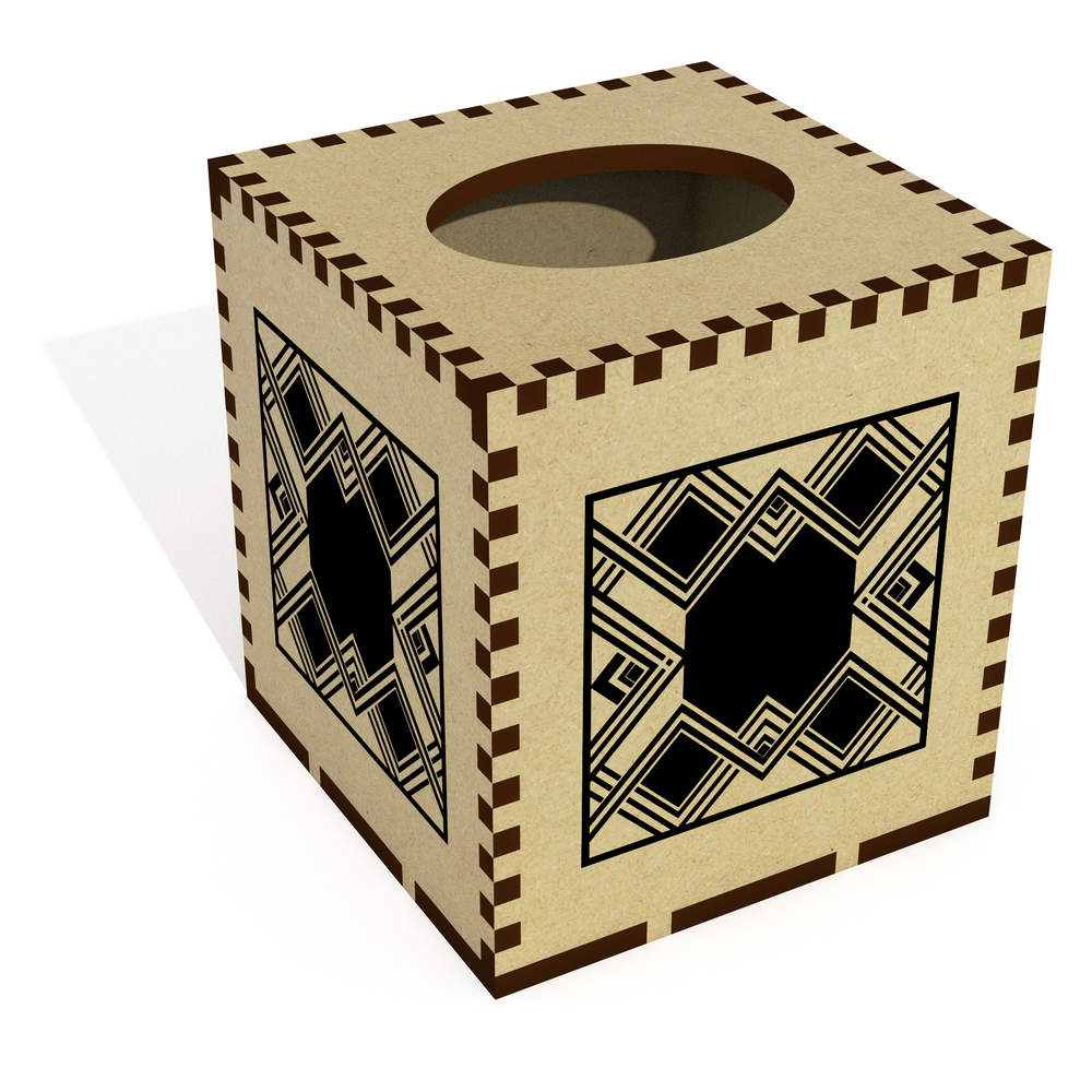 Square 'Patterned Art Deco Square' Wooden Tissue Box Cover (TB00052848)