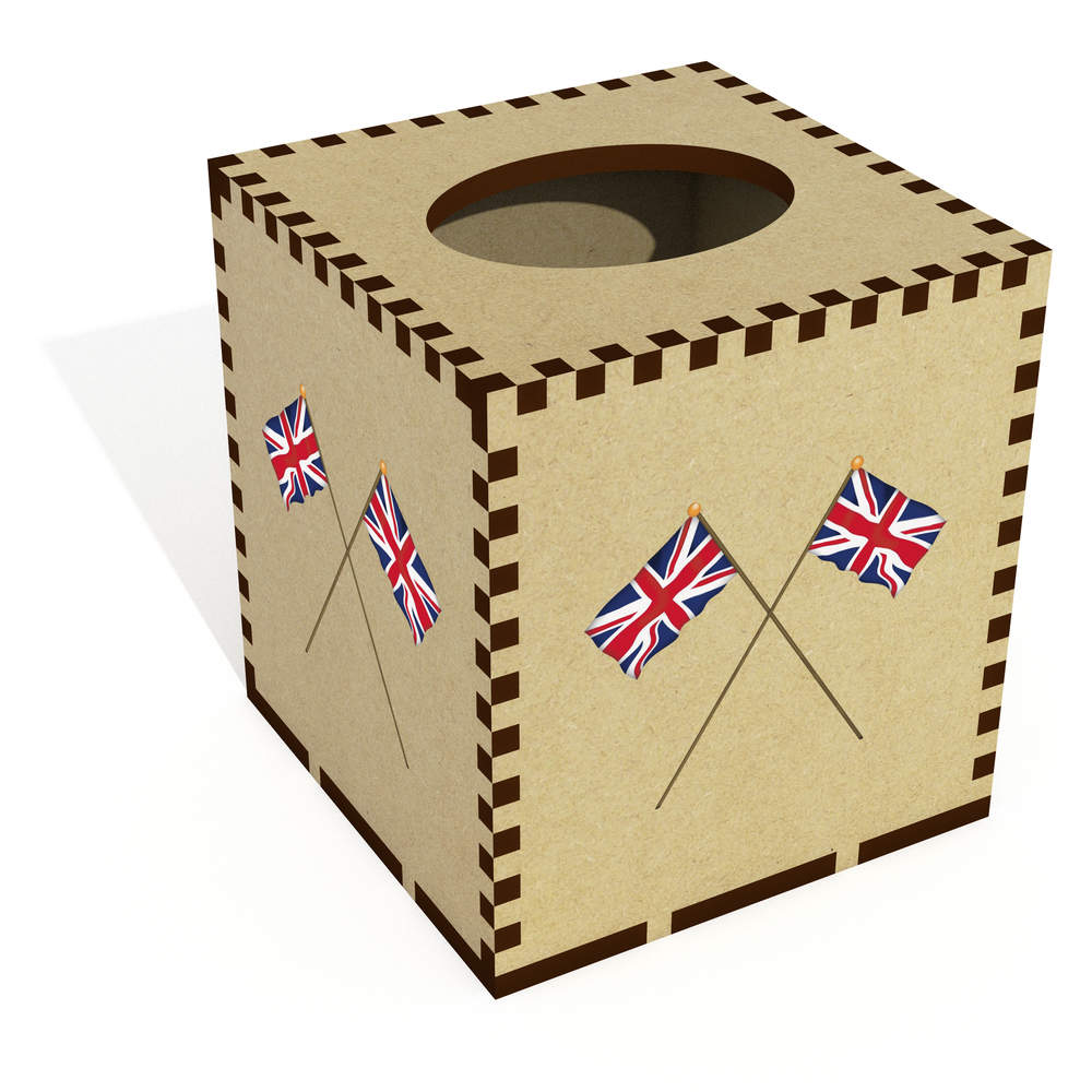 Square 'Waving Union Jack Flags' Wooden Tissue Box Cover (TB00053396)