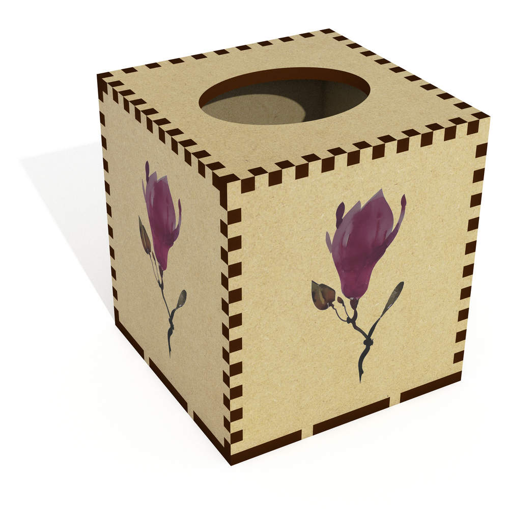 Square 'magnolia' Wooden Tissue Box Cover (TB00054763)