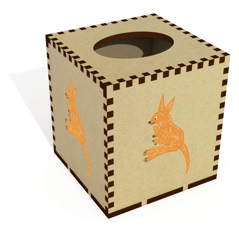 Square 'Kangaroo and joey ' Wooden Tissue Box Cover (TB00055555)