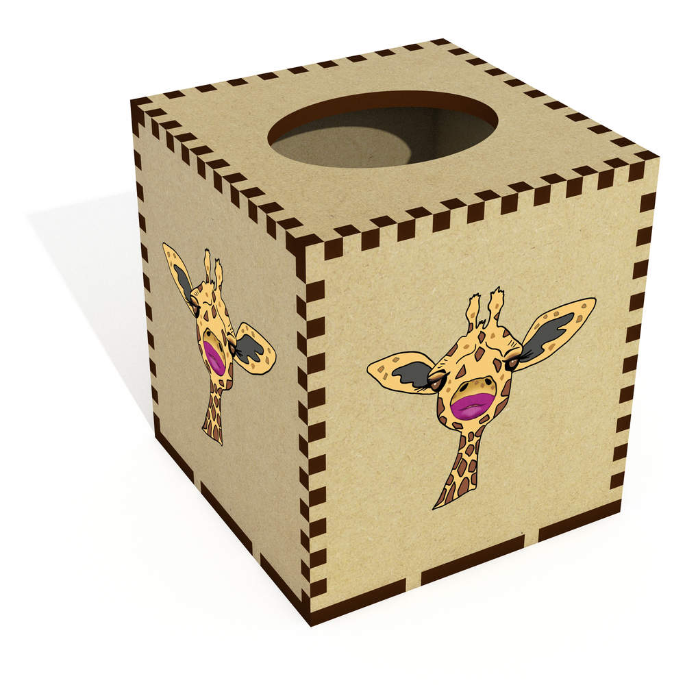 Square 'Lippy Giraffe' Wooden Tissue Box Cover (TB00056746)