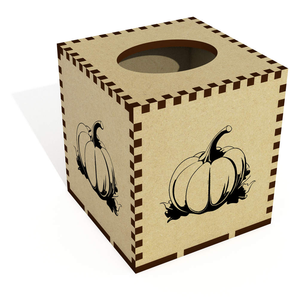 'pumpkin' Square Wooden Tissue Box Cover - Decorative Holder for Bathrooms, Bedrooms, Offices and Home Decor (TB00056836)