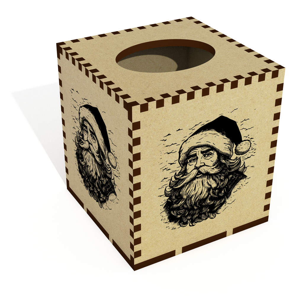 Square 'Father Christmas' Wooden Tissue Box Cover (TB00056874)