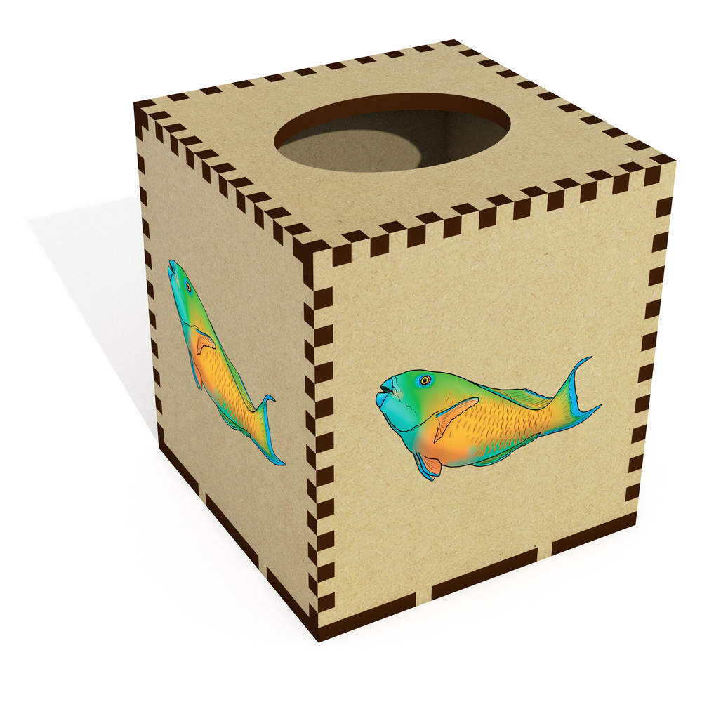 Square 'Parrotfish' Wooden Tissue Box Cover (TB00057034)