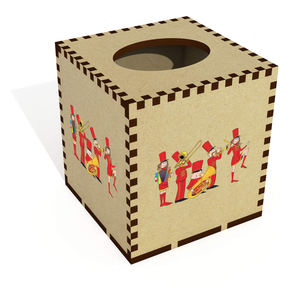Square 'Marching band' Wooden Tissue Box Cover (TB00057070)