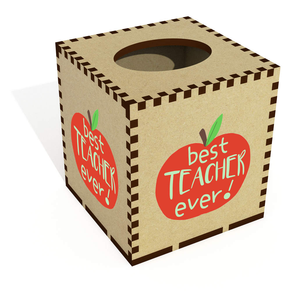 Square 'Apple for Teacher' Wooden Tissue Box Cover (TB00057075)