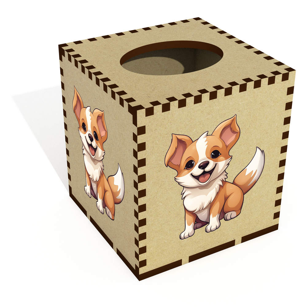Square 'Norwegian Lundehund' Wooden Tissue Box Cover (TB00057481)
