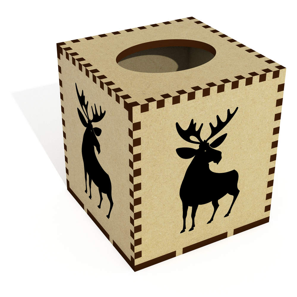 Square 'Moose Silhouette' Wooden Tissue Box Cover (TB00058203)