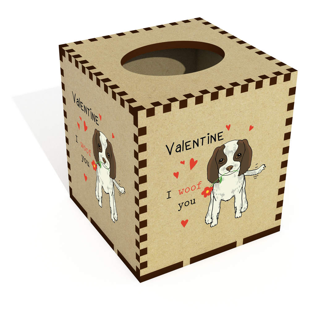 Square 'Valentine I Woof You' Wooden Tissue Box Cover (TB00058220)