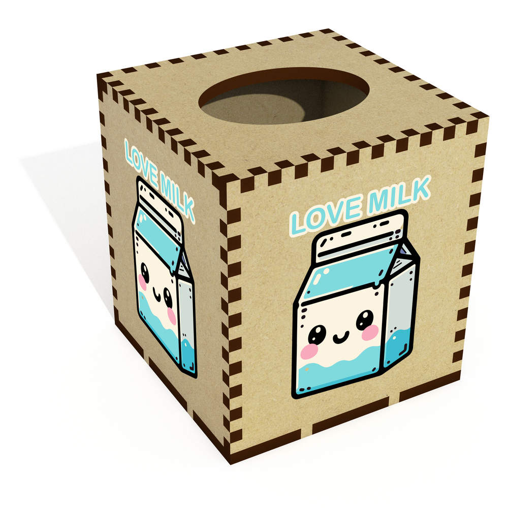 Square 'Kawaii Milk Carton' Wooden Tissue Box Cover (TB00059681)