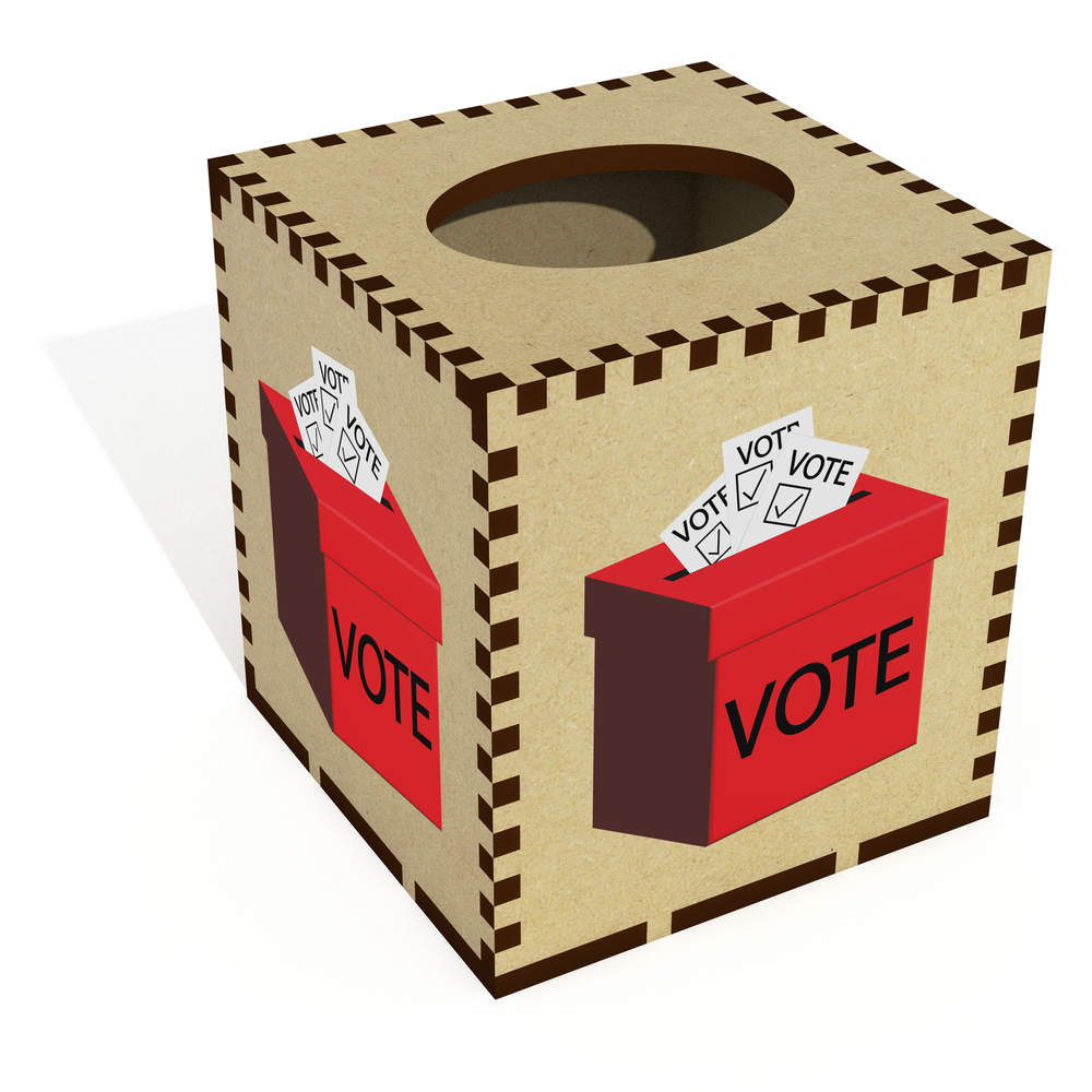 Square 'Voting Ballot Box' Wooden Tissue Box Cover (TB00060742)