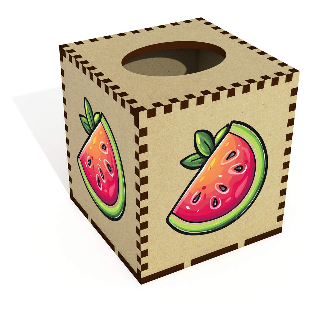 Square 'Cartoon Watermelon' Wooden Tissue Box Cover (TB00061003)