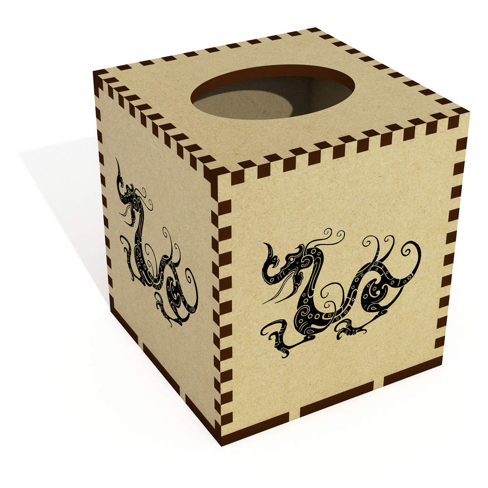 Square 'Mythical Dragon' Wooden Tissue Box Cover (TB00061650)