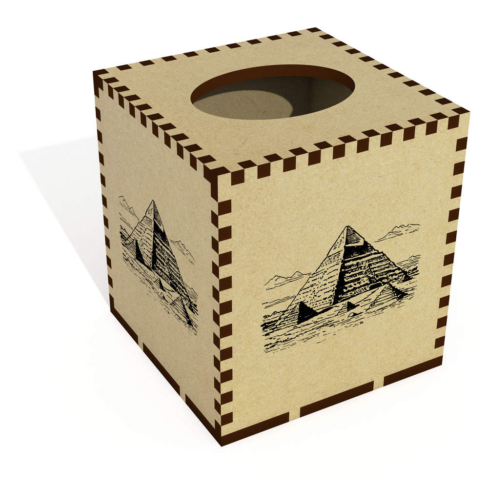 Square 'Ancient Pyramids ' Wooden Tissue Box Cover (TB00061834)