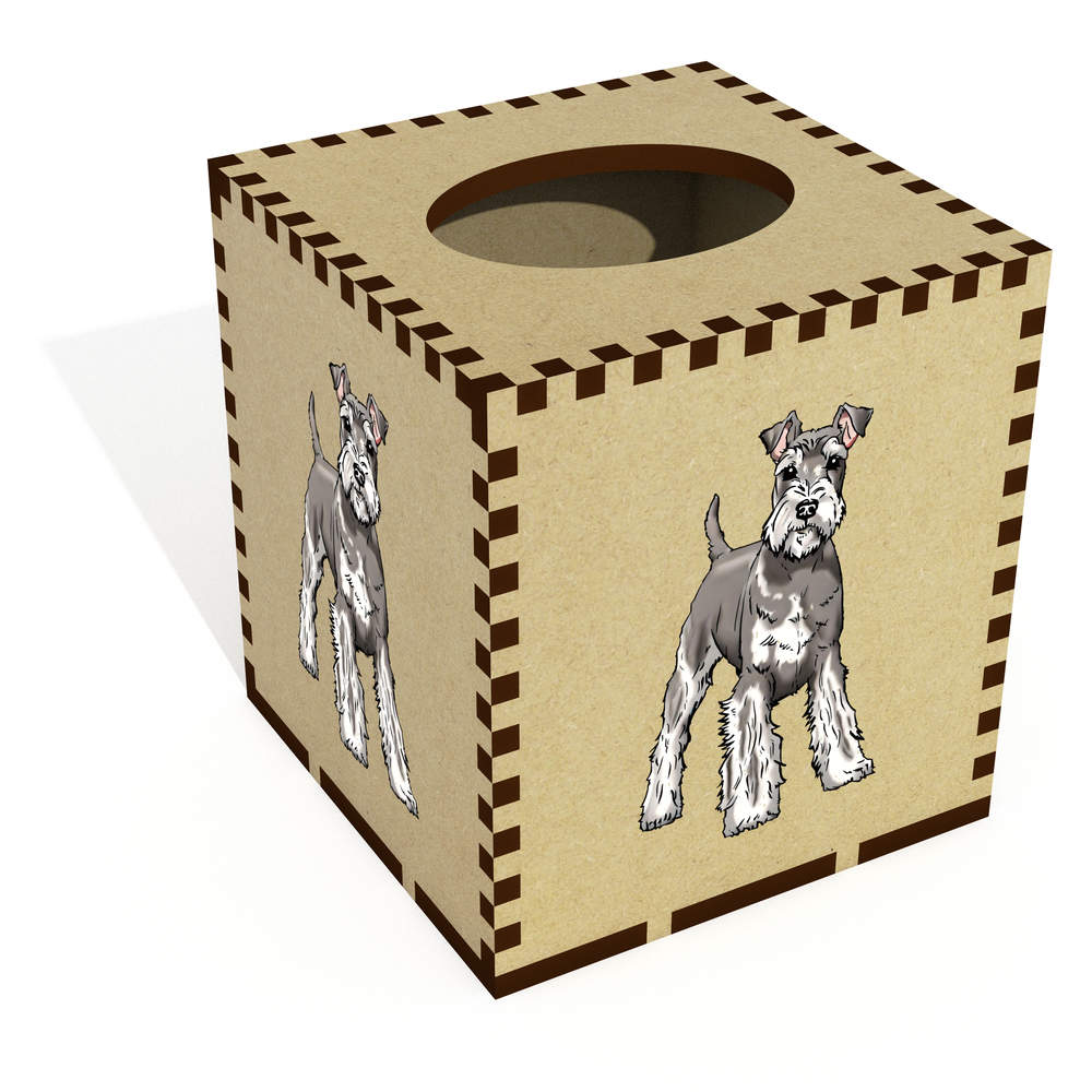 Square 'Playful Schnauzer' Wooden Tissue Box Cover (TB00062131)