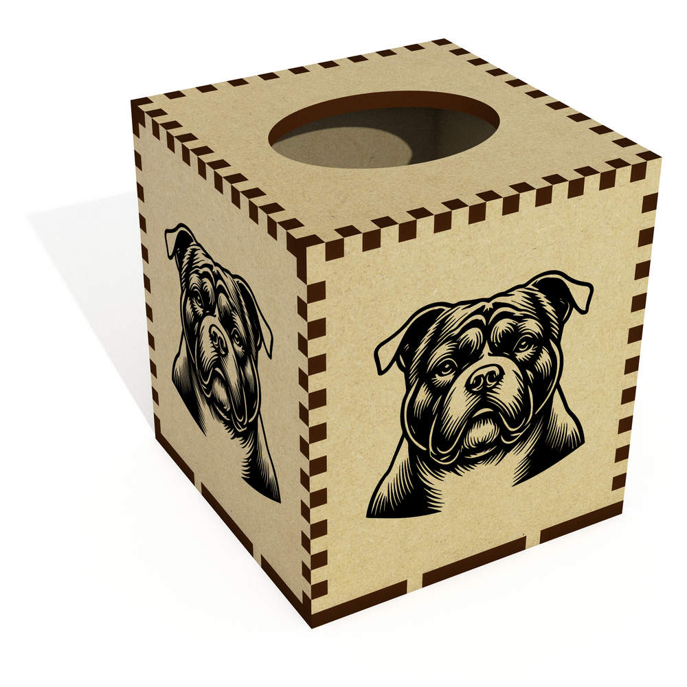Square 'Bulldog' Wooden Tissue Box Cover (TB00062337)