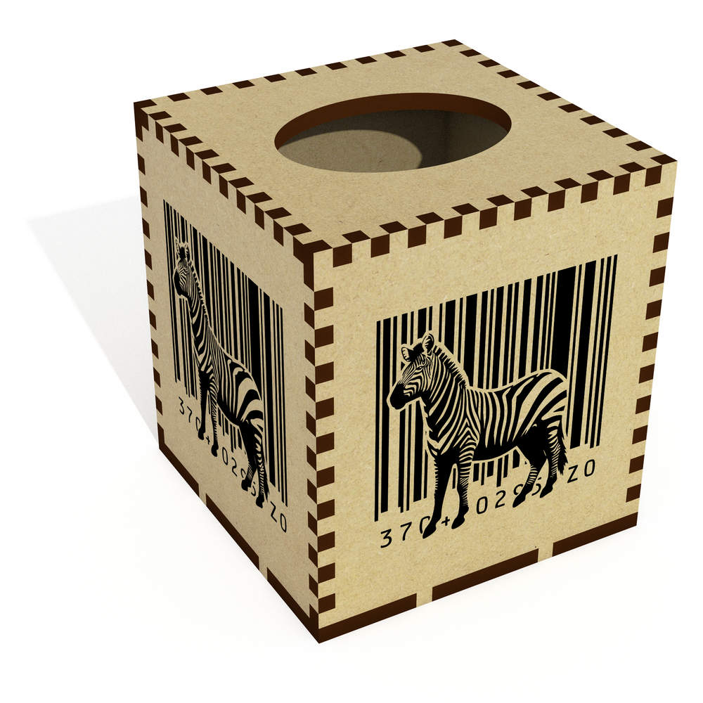 Square 'Barcode Zebra Stripes' Wooden Tissue Box Cover (TB00062370)