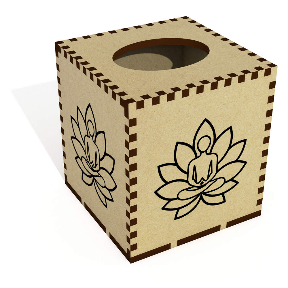 Square 'Minimalist Lotus Position' Wooden Tissue Box Cover (TB00062488)