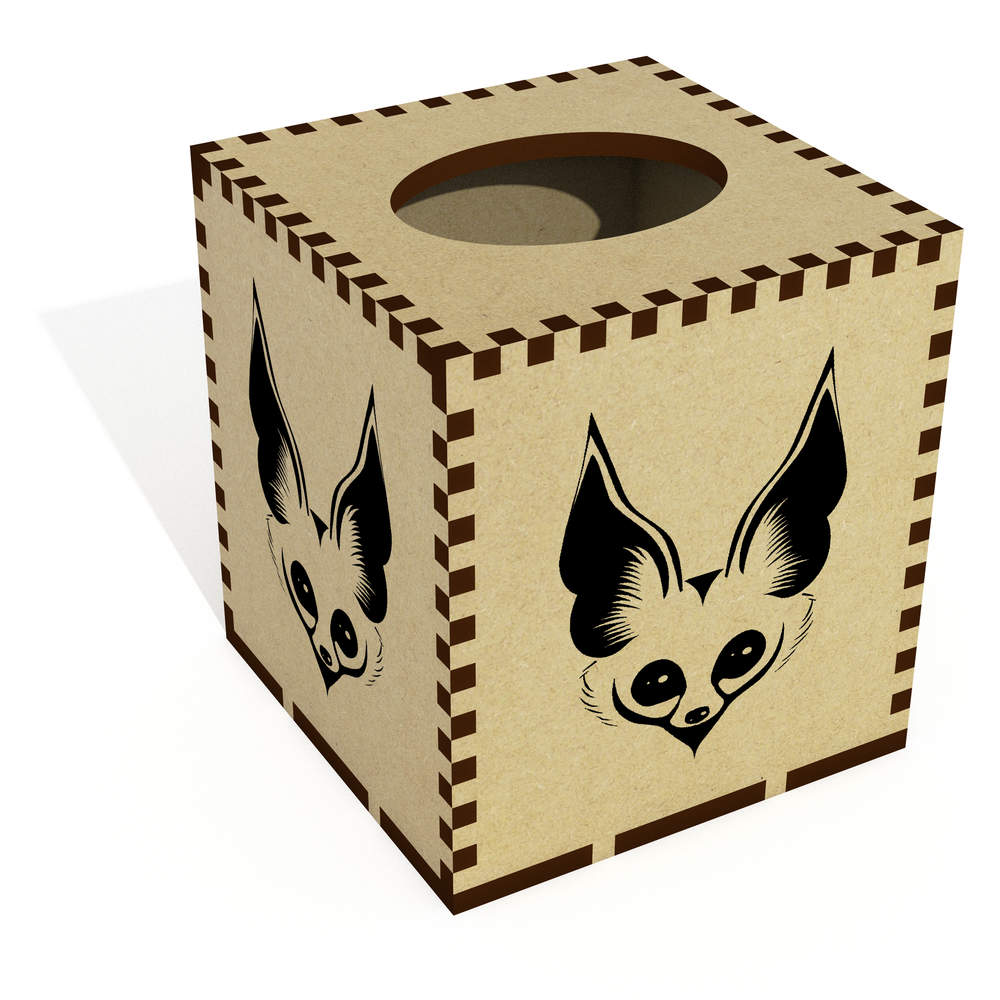 Square 'Minimalist Fennec Fox' Wooden Tissue Box Cover (TB00062708)