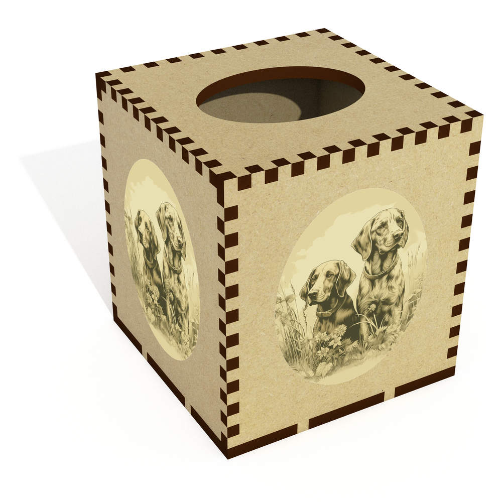 Square 'Vintage Hunting Dogs' Wooden Tissue Box Cover (TB00063738)