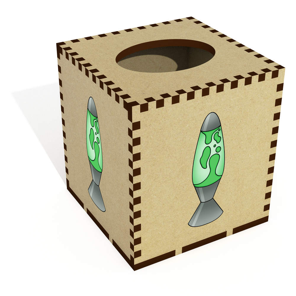 Square 'Green Lava Lamp' Wooden Tissue Box Cover (TB00064714)