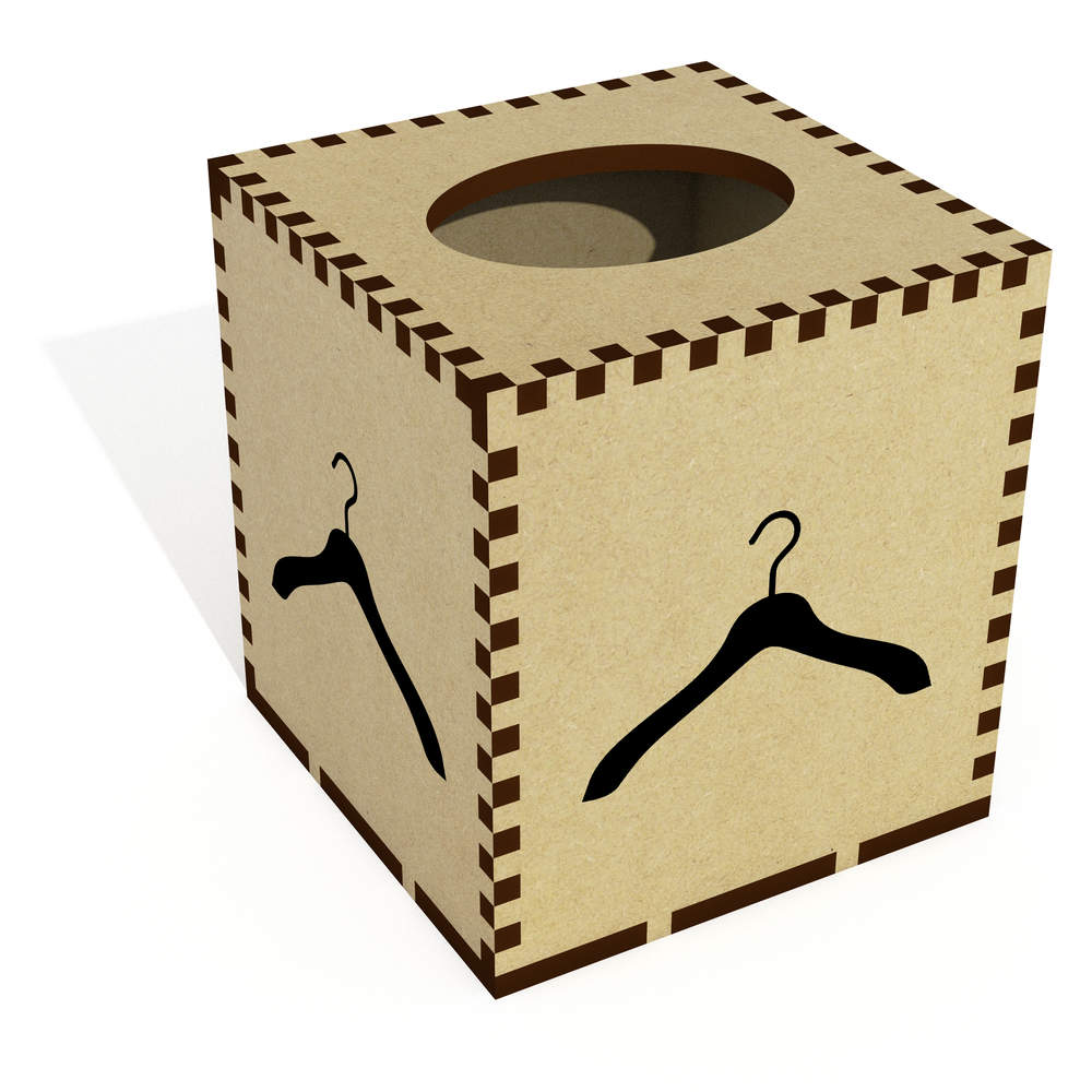 Square 'Coathanger Silhouette' Wooden Tissue Box Cover (TB00065157)