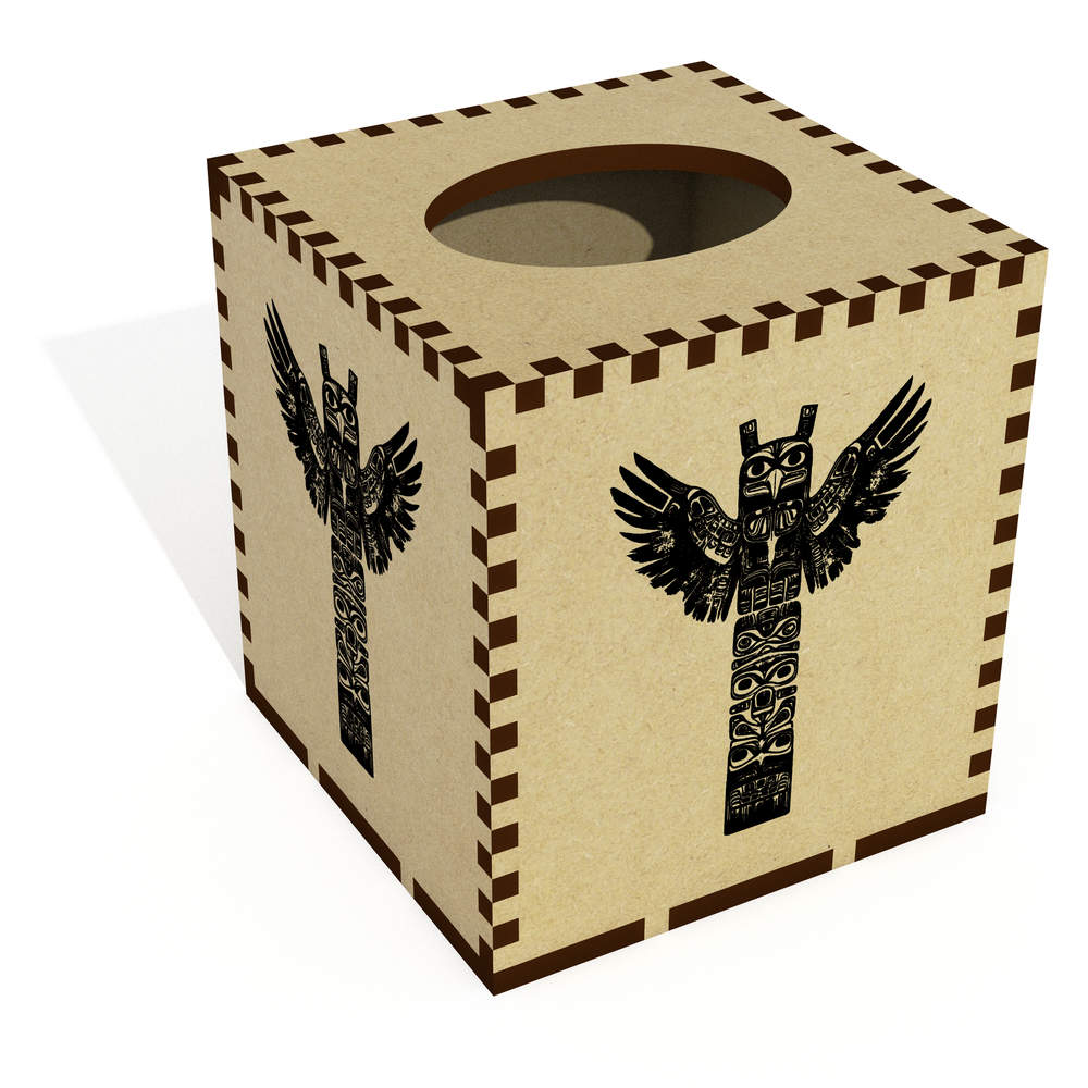 Square 'Tribal Totem Pole ' Wooden Tissue Box Cover (TB00065393)