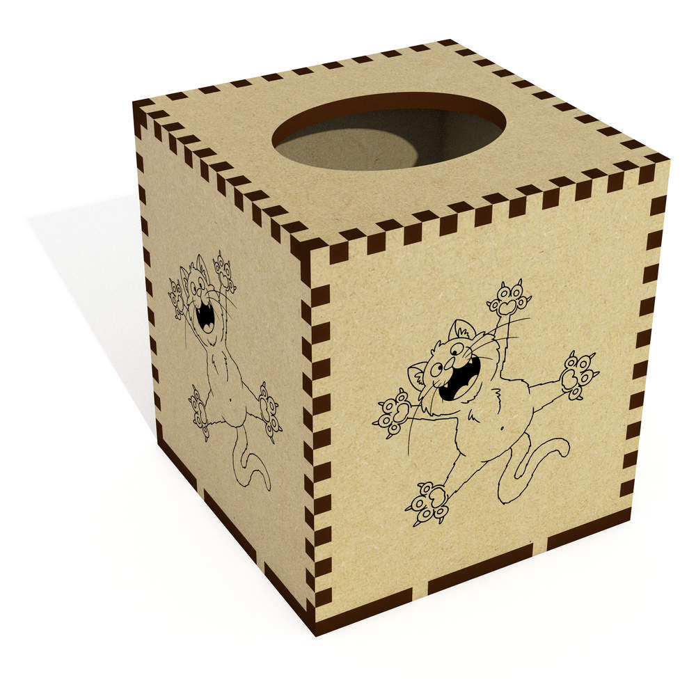 Square 'Splat Cat' Wooden Tissue Box Cover (TB00065749)