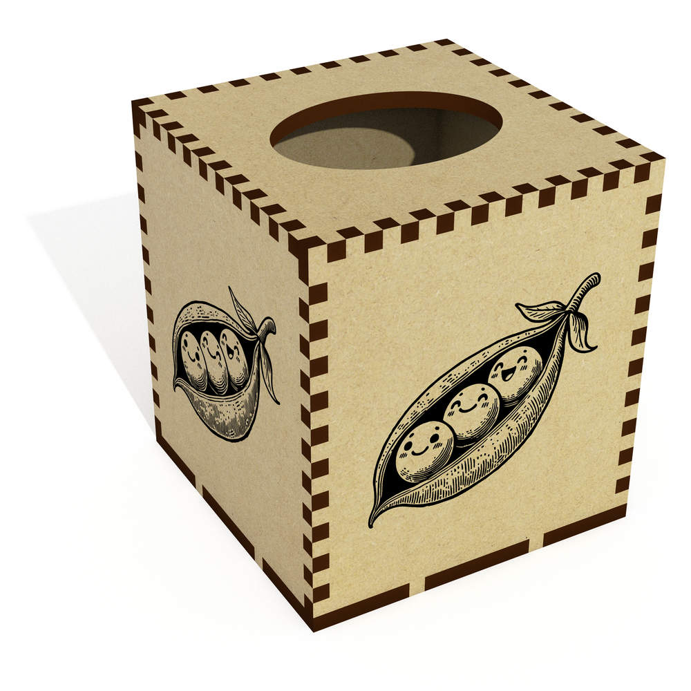 Square 'Peas In A Pod' Wooden Tissue Box Cover (TB00066001)