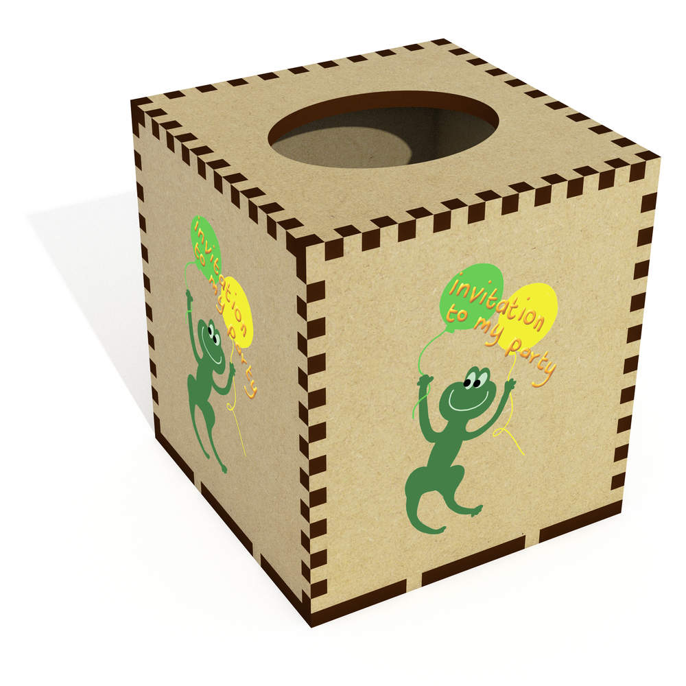 Square 'Invitation To My Party ' Wooden Tissue Box Cover (TB00066342)