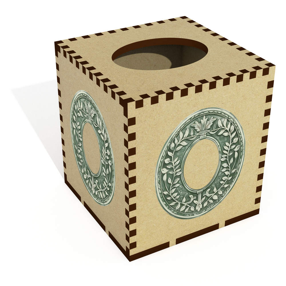 Square 'Vintage Botanical Border' Wooden Tissue Box Cover (TB00066391)