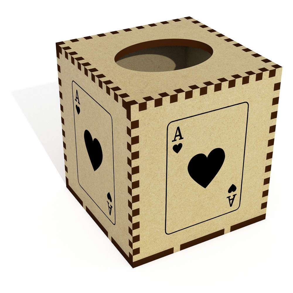 Square 'Ace of Hearts' Wooden Tissue Box Cover (TB00066733)