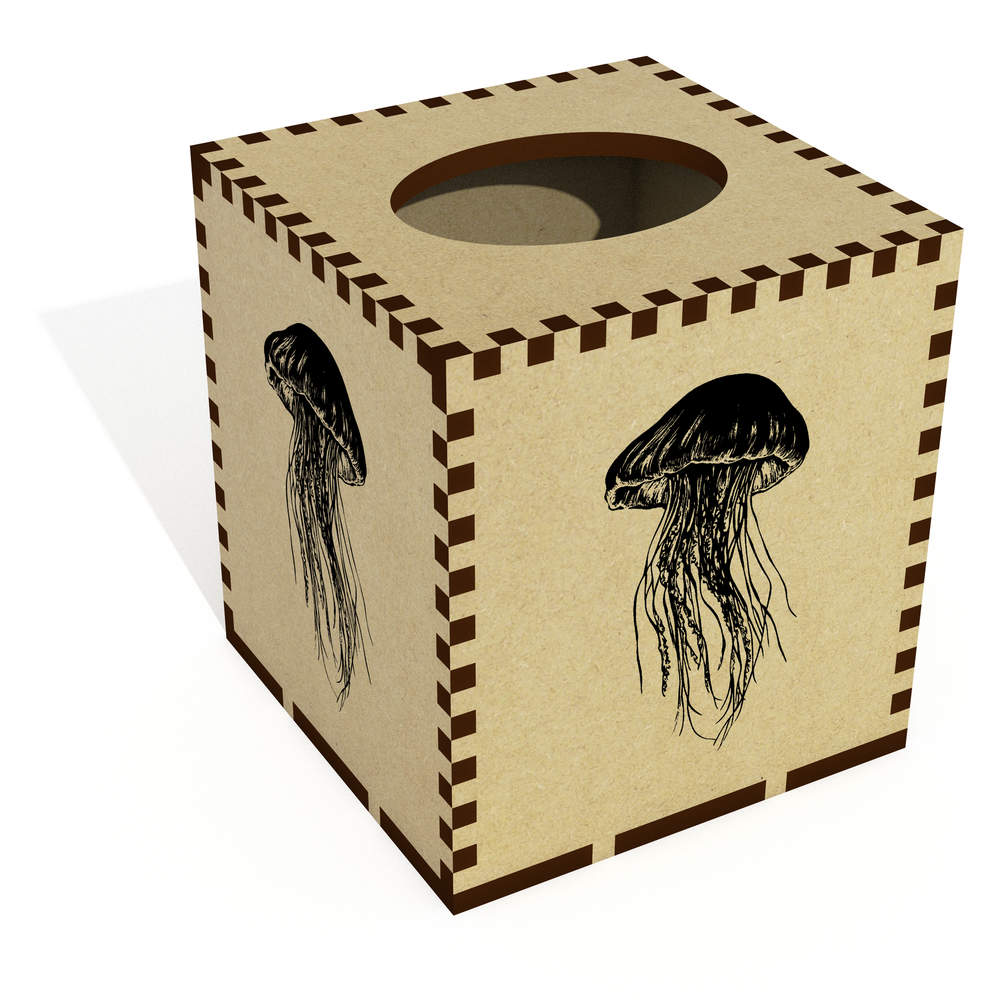 Square 'Jellyfish' Wooden Tissue Box Cover (TB00066804)