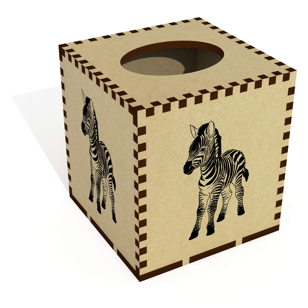 Square 'Zebra Foal' Wooden Tissue Box Cover (TB00066840)