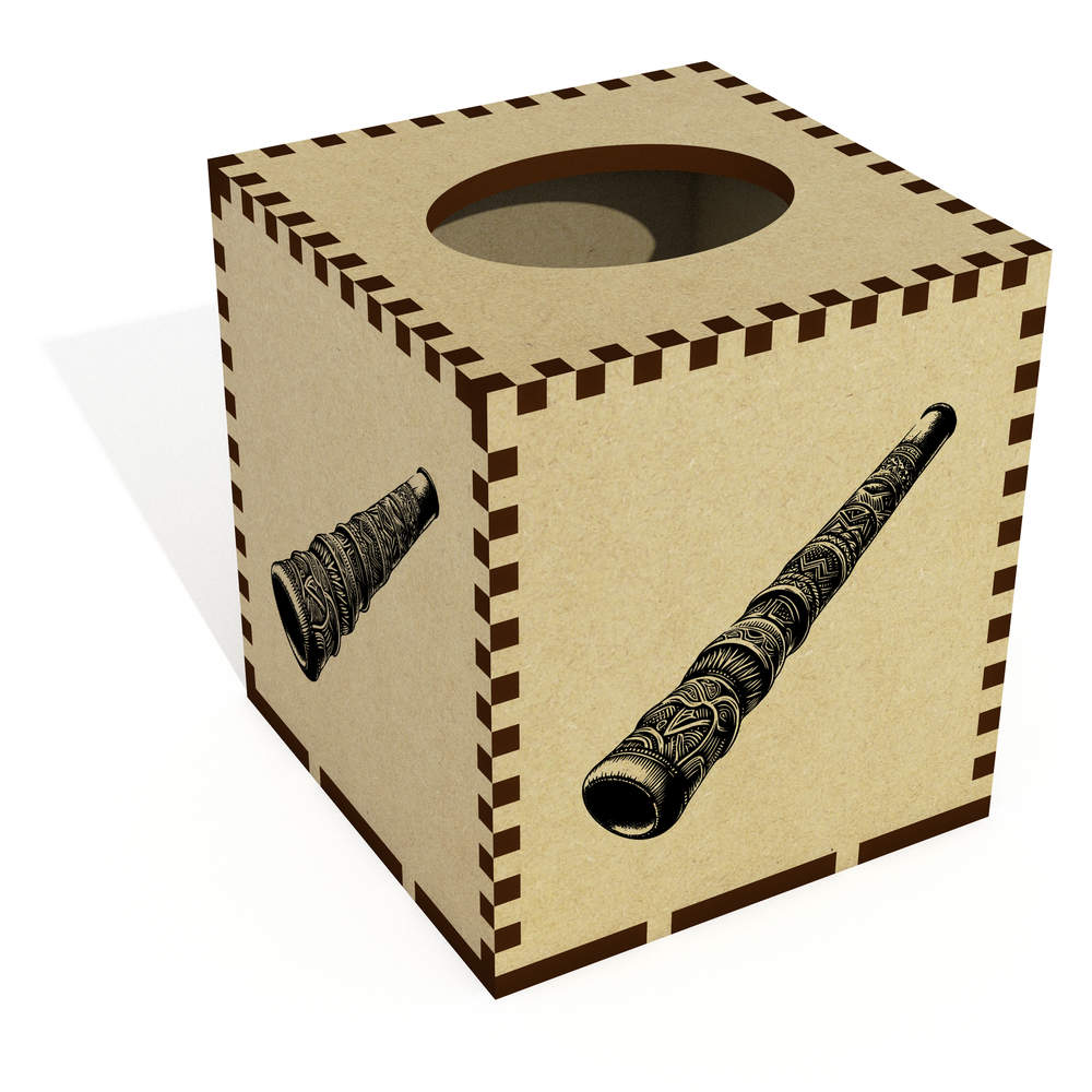 Square 'Carved Didgeridoo' Wooden Tissue Box Cover (TB00066968)