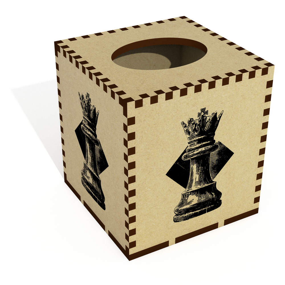 Square 'King Chess Piece' Wooden Tissue Box Cover (TB00067091)