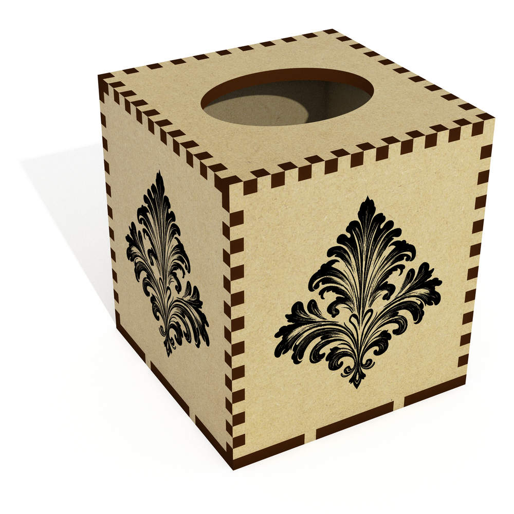 Square 'Decorative Acanthus Leaves ' Wooden Tissue Box Cover (TB00067156)