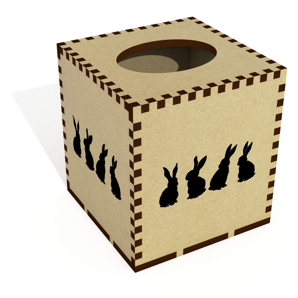 Square 'Four Bunnies Silhouette' Wooden Tissue Box Cover (TB00067722)
