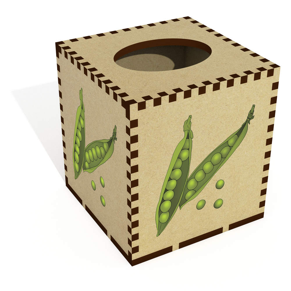 Square 'Pea Pods' Wooden Tissue Box Cover (TB00067897)