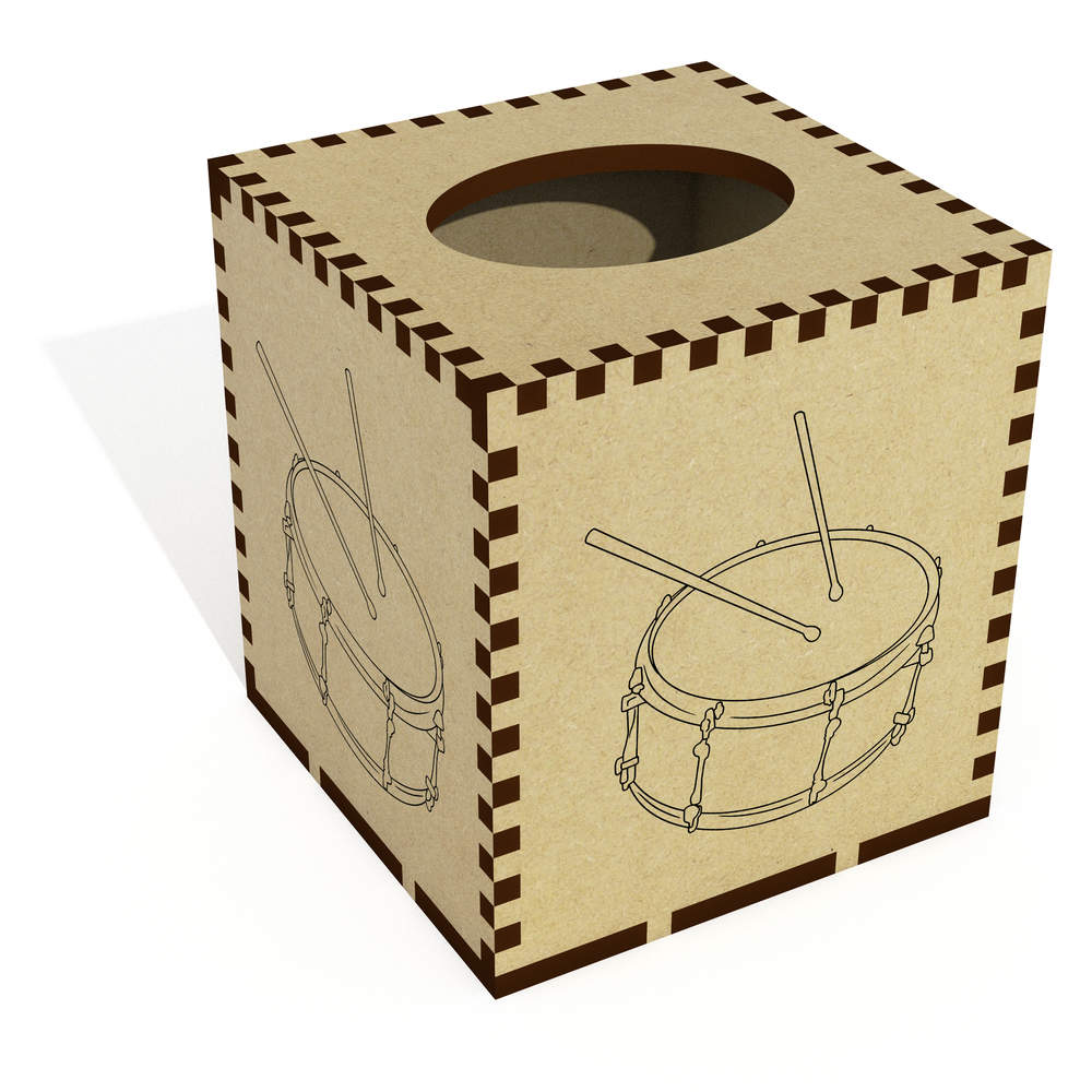 Square 'Musical Drum Instrument' Wooden Tissue Box Cover (TB00067921)